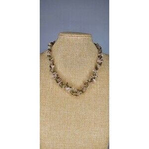 Handmade Pink Jadeite, Green Glass & Acrylic Beaded Braided Twist Necklace 18"L